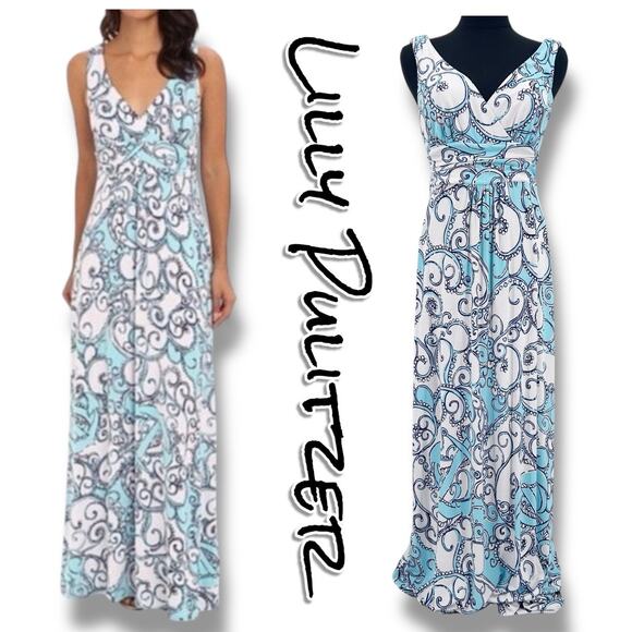 Lilly Pulitzer Sloane Maxi Dress Shape Up or Ship Out Anchor Print Women Size S - Picture 1 of 14